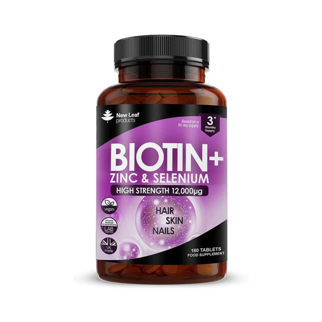 Biotin Hair Growth Vitamins 12,000mcg - Enriched with Zinc & Selenium