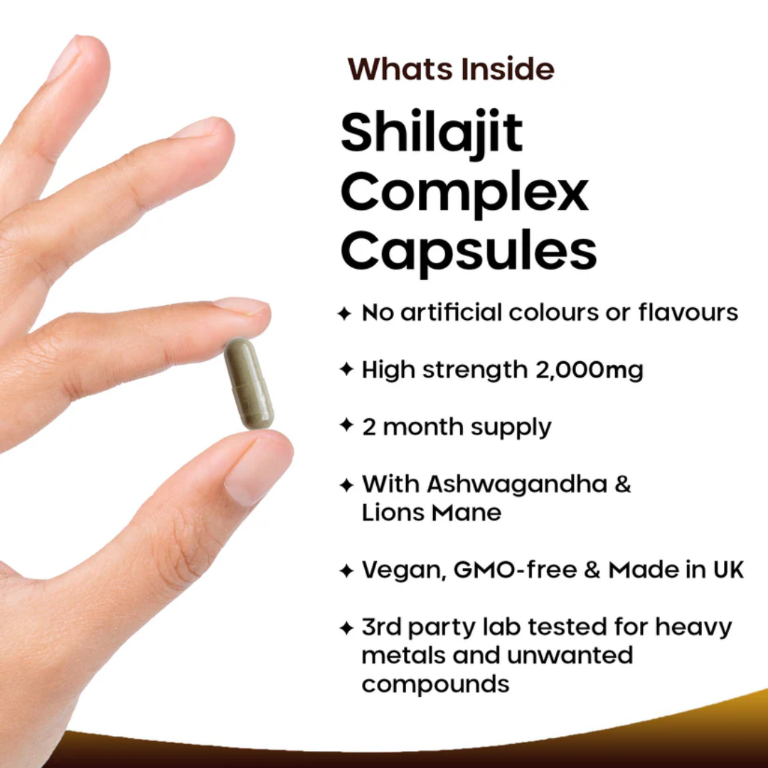 Shilajit Complex + Ashwagandha & Lions Mane - 120 High Strength 2000mg Capsules