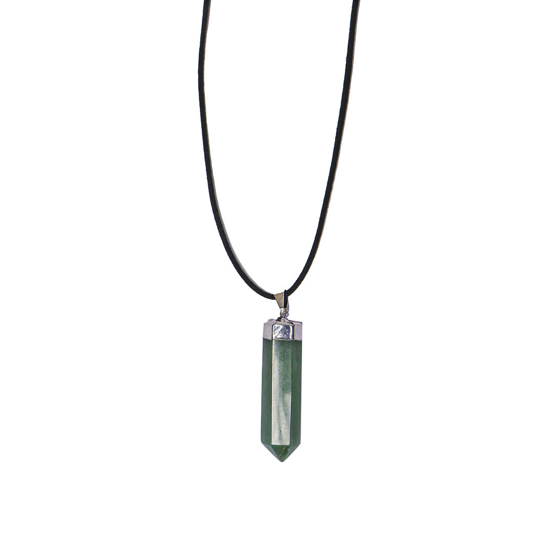 Aventurine Single Point Silver Plated Pendant Necklace