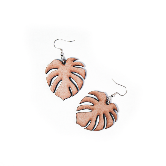 Wooden Palm Leaf Dangle Earrings