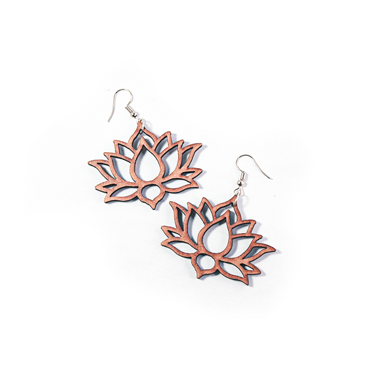 Wooden Lotus Earrings