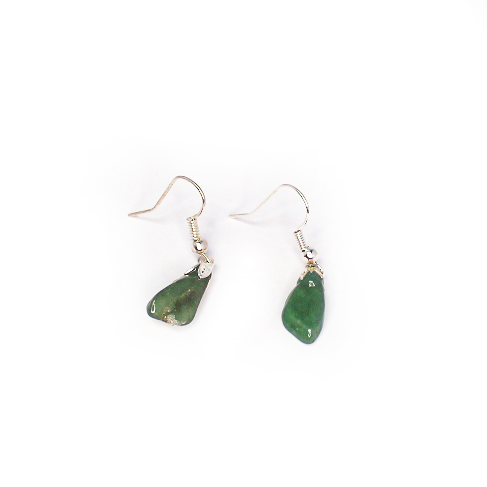 Raw darker Jade Gemstone Dangly Earrings – greensquareshop