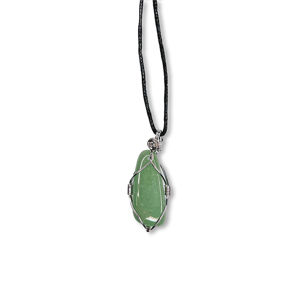 Wire-Wrapped Tumbled Crystal Necklace - Assorted