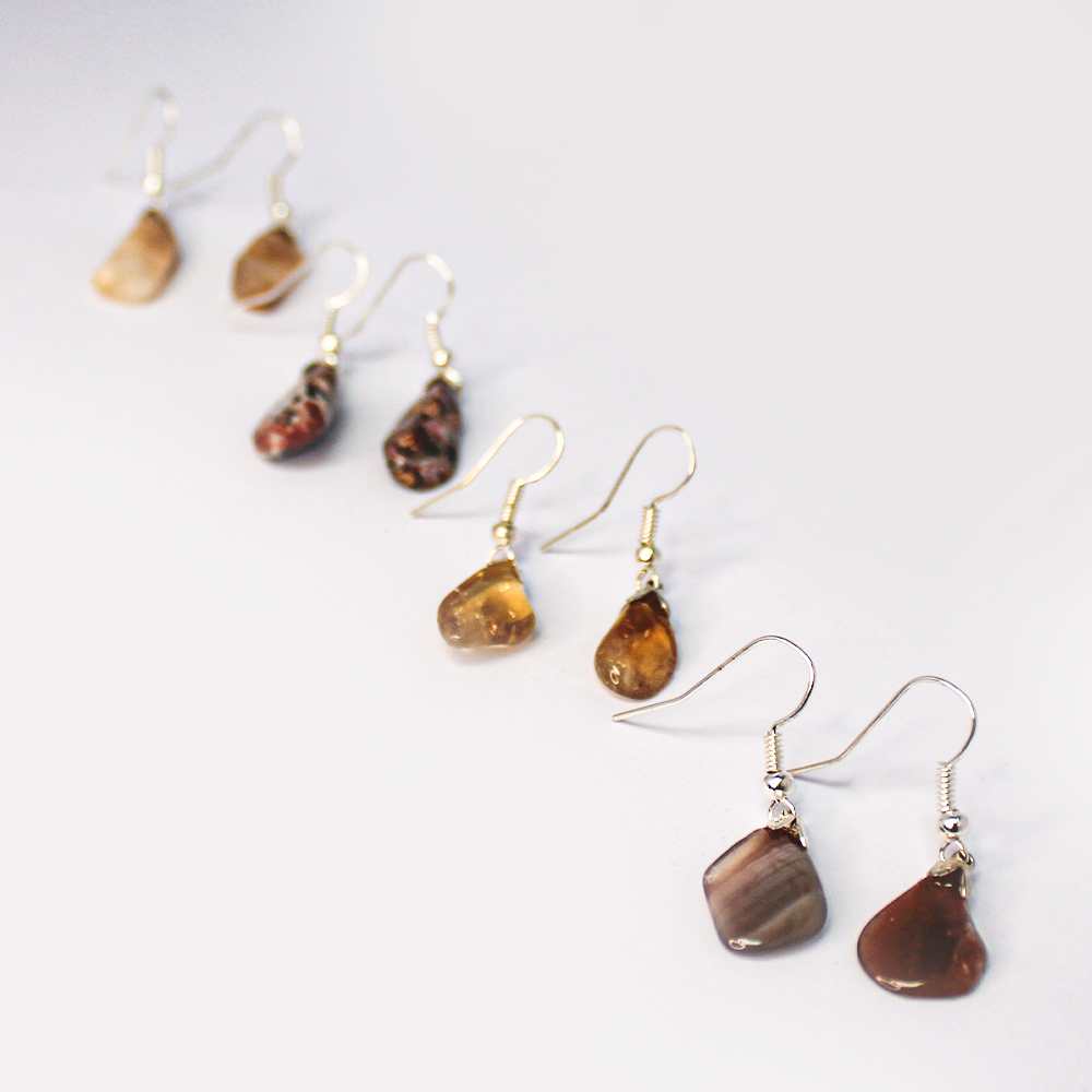 Raw Gemstone Bloodstone Dangly Earrings